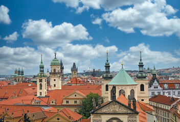 Wall Mural - buildings roofs and churches towers in old town Prague