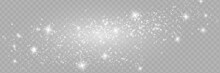 The Dust Sparks And Golden Stars Shine With Special Light. Vector Sparkles On A Transparent Background.