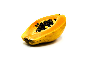 Wall Mural - Papaya half isolated on a white background