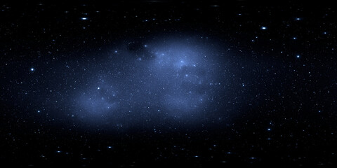 360 degree equirectangular projection space background with nebula and stars, environment map. hdri 