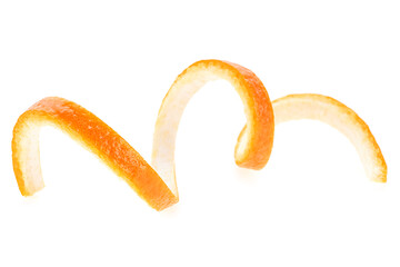 Poster - Orange twist isolated on a white background. Orange peel close-up. Orange citron.