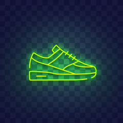 Wall Mural - Sneaker neon sign isolated, bright signboard. Shoes logo neon, emblem. Vector illustration