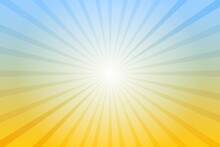 Abstract Blue And Yellow Background With Sun Ray. Summer Vector Illustration For Design
