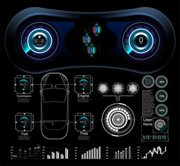 Poster - Futuristic user interface. HUD UI. Abstract virtual graphic touch user interface. Cars infographic. Vector science abstract.  Vector illustration.