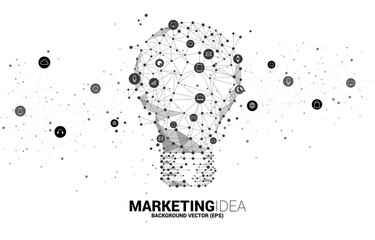 Poster - Vector light bulb from Wireframe polygonal lines Connect dot Geometric sphere with marketing tool icon. Concept of business idea and marketing..