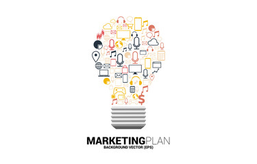 Poster - Vector light bulb from marketing tool icon. Concept of business idea and marketing.
