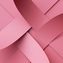 Wall Mural - 3d render. Abstract pink background with interlaced paper ribbons