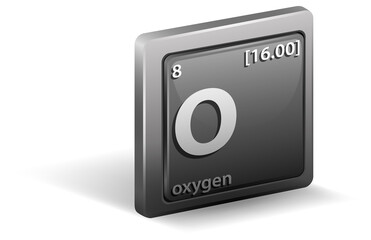 Wall Mural - Oxygen chemical element. Chemical symbol with atomic number and atomic mass.