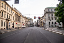 Empty Streets In The City Of Milan During The Corona Virus Lockdown Period