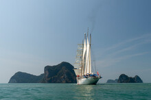 Star Clipper Cruise Ship Sailing In Phang Nga Bay, Thailand