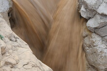 Close Up Of A Flash Flood In The Israeli Desert.