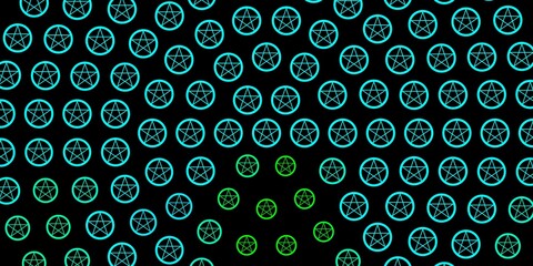 Dark Blue, Green vector backdrop with mystery symbols.