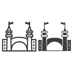 Aufkleber - Gate to amusement park line and solid icon, The rides concept, Castle silhouette sign on white background, Amusement park entrance icon in outline style for mobile and web design. Vector graphics.
