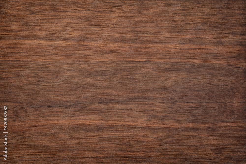 dark wood texture in walnut color. empty surface rustic table background. mahogany template for design - obrazy, fototapety, plakaty 