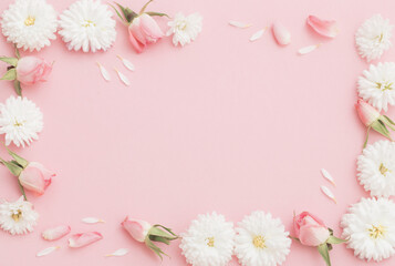 pink and white flowers on pink paper background