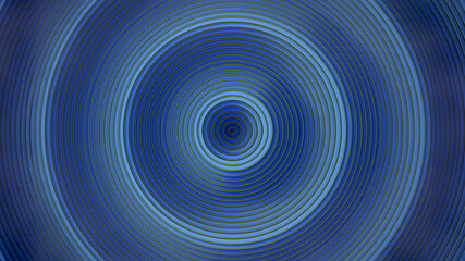 Blue circles with gold edges 3D rendering illustration