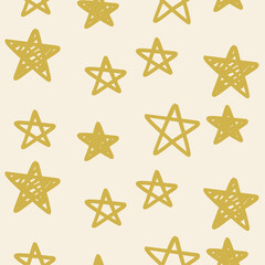 Wall Mural - Hand drawn stars illustration. Vector seamless pattern.