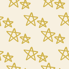 Wall Mural - Hand drawn stars illustration. Vector seamless pattern.