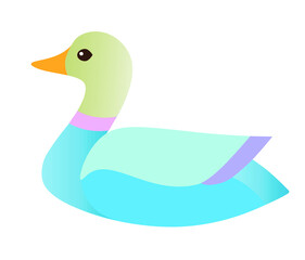 Cute duck flat style design vector illustration.