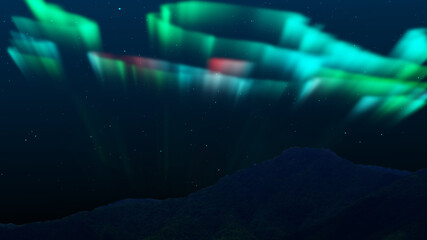 Wall Mural - mountain with loop aurora borealis milky way galaxy. stars simulated northern lights on the arctic s