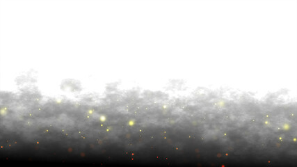 Wall Mural - Beautiful golden shimmering Dust particles with dark on white background in slow motion. Motion graphic animation of Dynamic get up in the wind bokeh Particles. Abstract smoke digital template