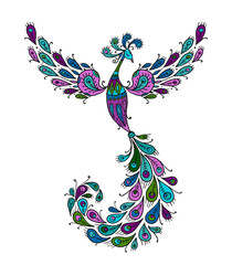 Poster - Magic Fairy Bird. Phoenix Bird. Mythical character. Ornamental Silhouette for your design