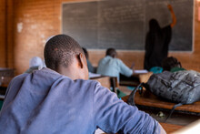 Boy Attending Class In A School In A Rural The Gambia
