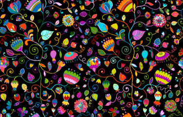 Poster - Magic Garden Background. Seamless Pattern for your design
