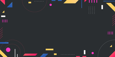 Wall Mural - colorful geometric black memphis background