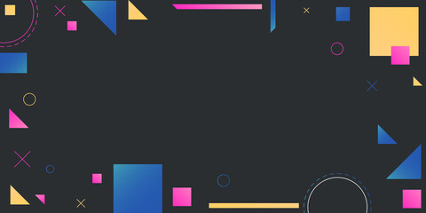 Wall Mural - colorful geometric black memphis background