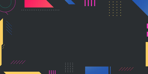 Wall Mural - colorful geometric black memphis background
