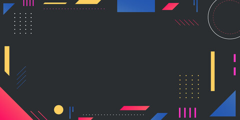 Wall Mural - colorful geometric black memphis background
