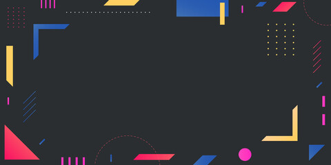Wall Mural - colorful geometric black memphis background