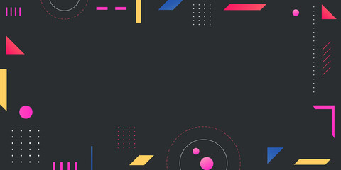 Wall Mural - colorful geometric black memphis background