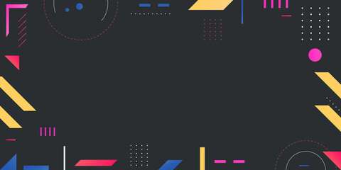 Wall Mural - colorful geometric black memphis background