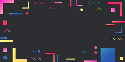 Wall Mural - colorful geometric black memphis background
