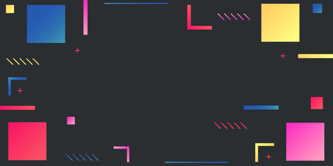 Wall Mural - colorful geometric black memphis background