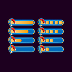 Wall Mural - set of funny casual magnet progress bar for game ui asset elements vector illustration