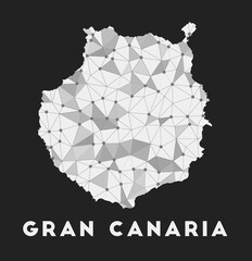 Gran Canaria - communication network map of island. Gran Canaria trendy geometric design on dark background. Technology, internet, network, telecommunication concept. Vector illustration.