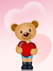 Poster - illustration of teddy bear with heart