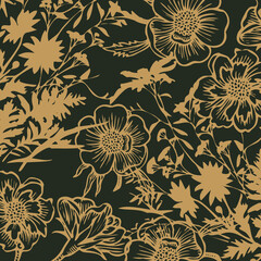 Poster - Floral seamless pattern. Hand drawn. For textile, wallpapers, print, wrapping paper. Vector stock illustration.