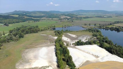 Wall Mural - Aerial drone picture from lakes near lake Balaton of Hungary, near village Salfold