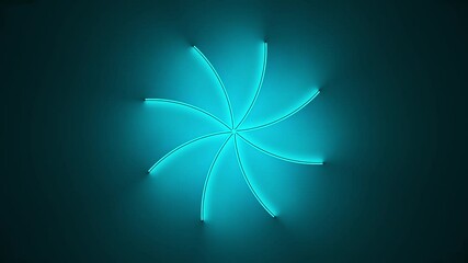 Poster - Circle with inner blue light split to parts and glow with abstract motion. Seamless loop animation. 3D render of neon illuminating surfaces motion background.