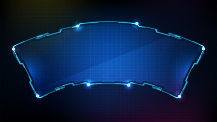 abstract futuristic background of blue glowing technology sci fi frame hud ui