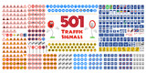 Fototapeta Dinusie - Full collection of 501 Traffic or Road signals isolated on white background. Vector illustration icon set