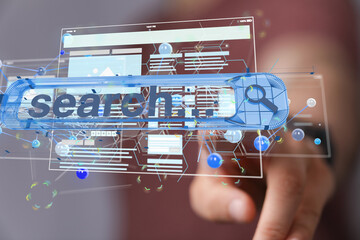 interface web application in hand 3d