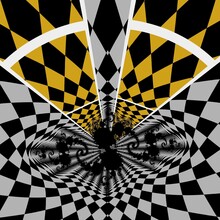Grey And Black Chequered Pattern With Contrasting Yellow And Black Zone With White Ladder Frames Julia Type Fractal
