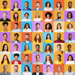 © Prostock-studio - Collage of multiracial people portraits with faces over colorful backgrounds