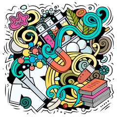Wall Mural - science cartoon vector doodle design