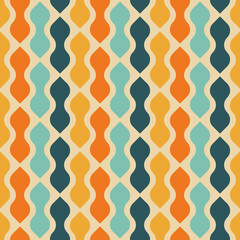 Retro seamless pattern design - colorful nostalgic repeat background for textile, wallpaper, and wrapping paper